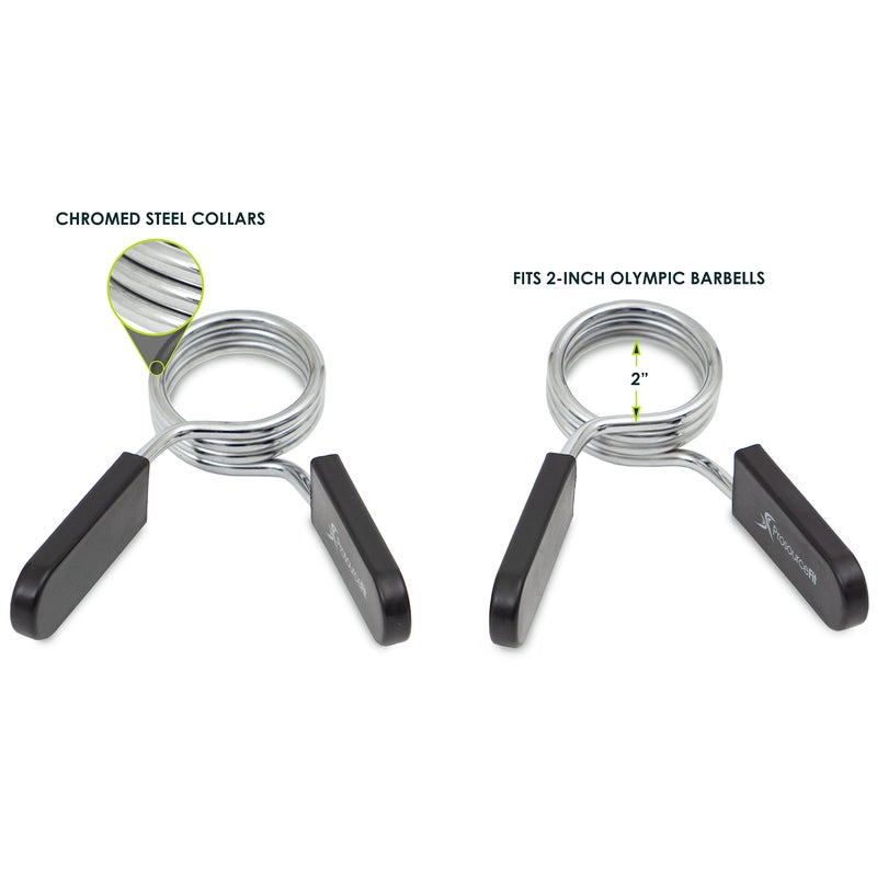 ProsourceFit Olympic Barbell Spring Clip Collar 2-inch Pair with Easy-Grip Handles for Weightlifting,Powerlifting and Strength Training - Image 2